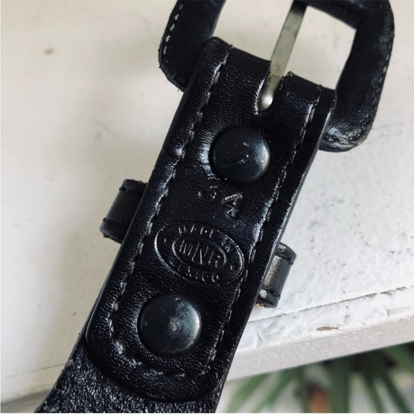 VTG Made in Mexico Black Tooled LeatherBasket chain Western Boho Belt - Picture 10 of 10